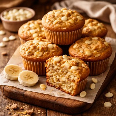 Image of White Chocolate Banana Muffins