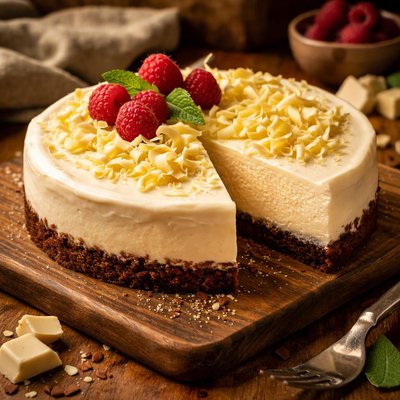 Image of White Chocolate Cheesecake with Cocoa Almond Crust