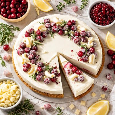 Image of White Chocolate Cheesecake with Cranberries