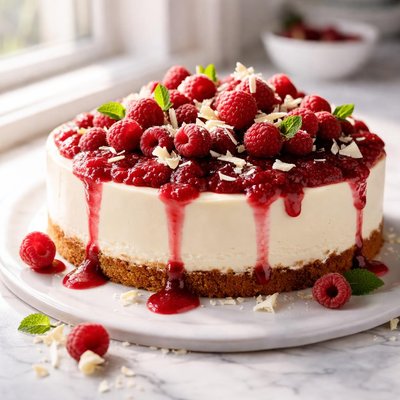 Image of White Chocolate Cheesecake with Triple Raspberry
