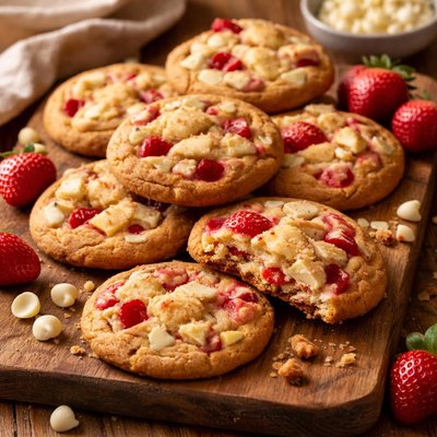 Image of White Chocolate Chip and Strawberry Cookies