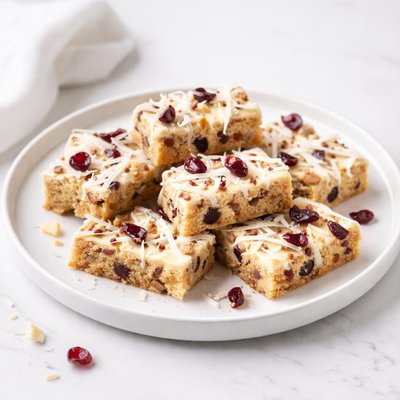 Image of White Chocolate Cranberry and Coconut Bar Cookies