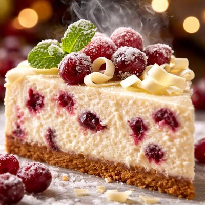 Image of White Chocolate Cranberry Cheesecake