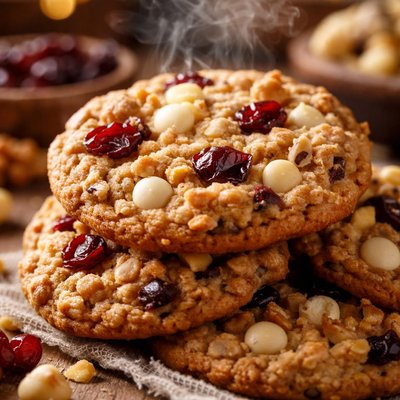 Image of White Chocolate Cranberry Oatmeal Walnut Cookies