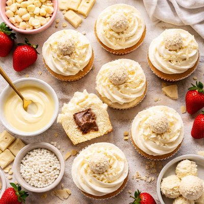 Image of White Chocolate Cupcakes with Truffle Filling
