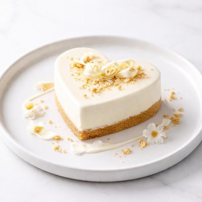 Image of White Chocolate Heart Shaped Cheesecake