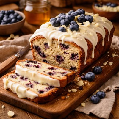 Image of White Chocolate Iced Blueberry Loaf