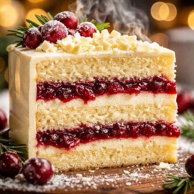 Image of White Chocolate Layer Cake with Cranberry Filling
