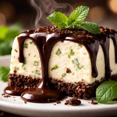 Image of White Chocolate Mint Terrine with Dark Chocolate Sauce