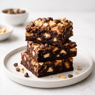 Image of White Chocolate Peanut Butter Chocolate Chip Brownies