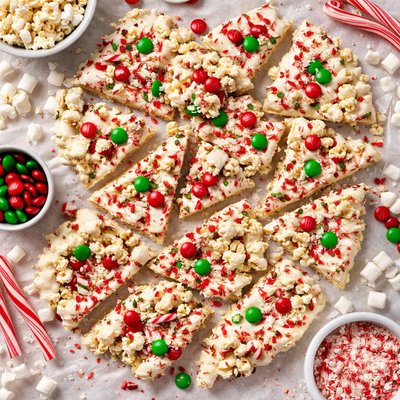 Image of White Chocolate Peppermint Popcorn Bark