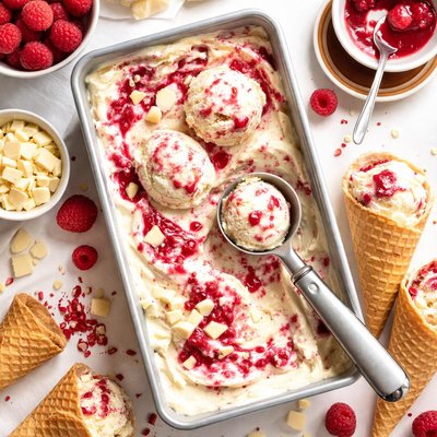 Image of White Chocolate Raspberry Ripple Ice Cream