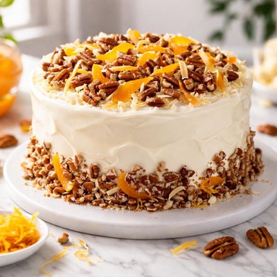 Image of White Chocolate Roasted Pecans Candied Orange Peel Cake