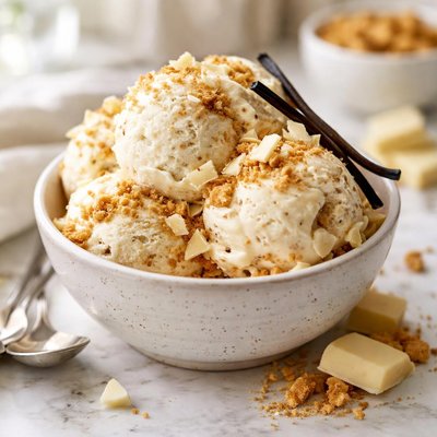 Image of White Chocolate Vanilla Bean Cheesecake Ice Cream