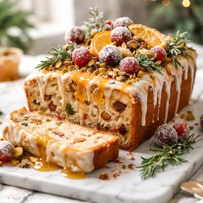 Image of White Christmas Fruitcake with Orange Bourbon Glaze