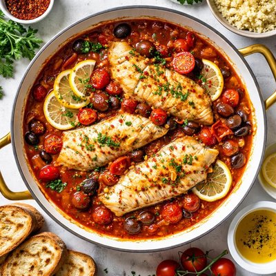 Image of White Fish in Spicy Tomato Sauce