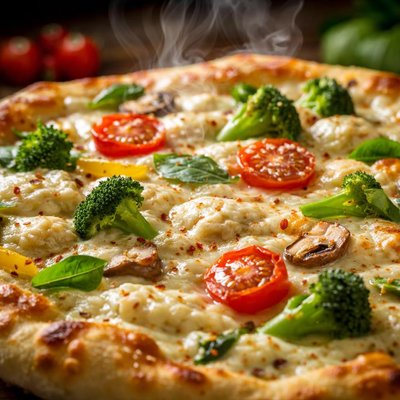 Image of White Four Cheese Vegetable Pizza