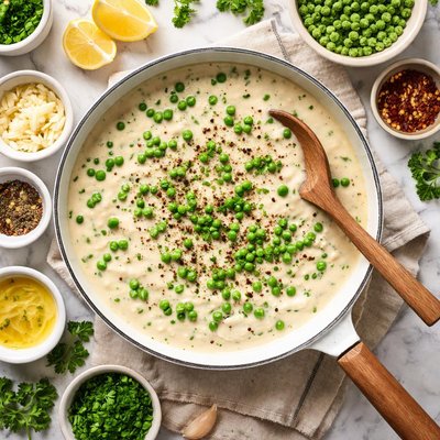 Image of White Gravy Sauce with Peas