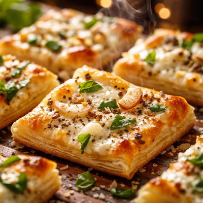 Image of White Pizza Appetizers Puff Pastry