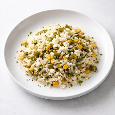 Image of White Rice Pilaf with Corn Roasted Chiles and Fresh Cheese