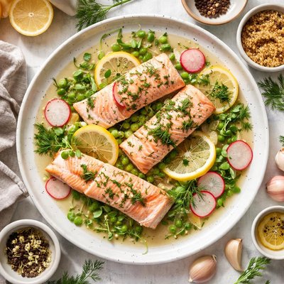 Image of White Tea Poached Salmon