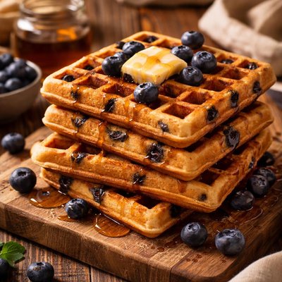 Image of White Whole Wheat Blueberry Waffles