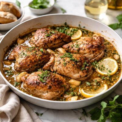 Image of White Wine and Garlic Braised Chicken