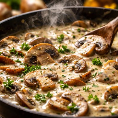 Image of White Wine and Garlic Mushroom Cream Sauce