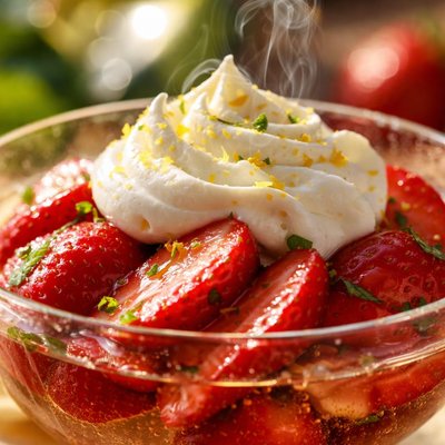 Image of White Wine Strawberries with Whipped Crme Frache