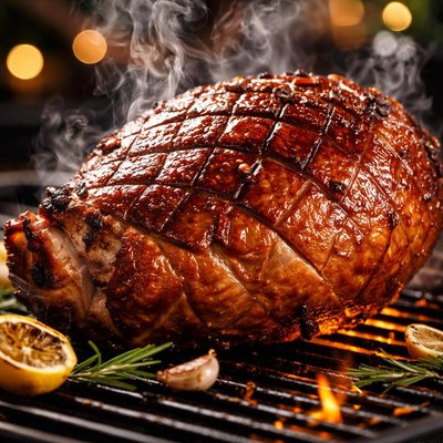 Image of Whole Ham on the Barbecue