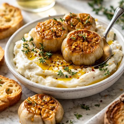 Image of Whole Roasted Garlic with Goat Cheese