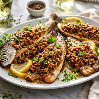 Image of Whole Trout or Fillets Stuffed W Bacon Eggplant Dressing