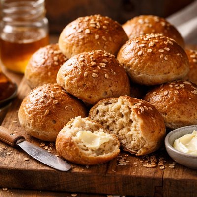 Image of Whole Wheat Beer Honey Bread Machine Rolls