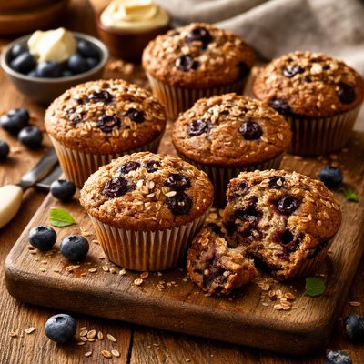 Image of Whole Wheat Blueberry Bran Muffins