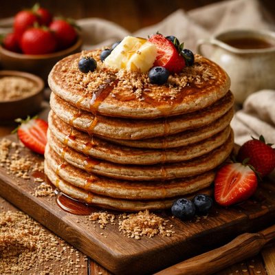 Image of Whole Wheat Buttermilk Pancakes with Wheat Germ