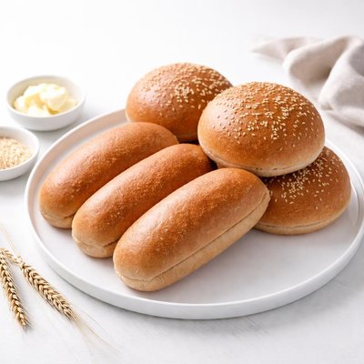 Image of Whole Wheat Hamburger and Hot Dog Buns Bread Machine