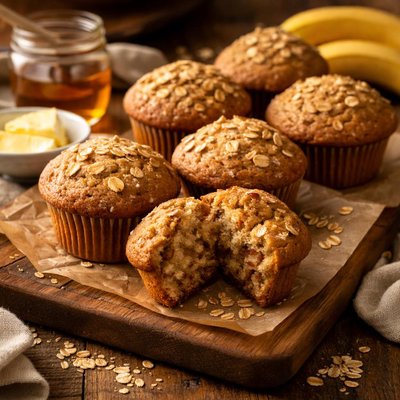 Image of Whole Wheat Honey Banana Muffins