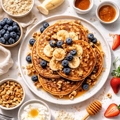 Image of Whole Wheat Oatmeal Banana Pankakes