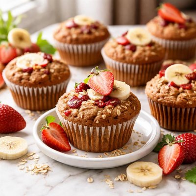 Image of Whole Wheat Strawberry Banana Muffins