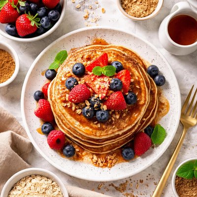 Image of Whole Wheat Vegan Berry Spice Pancakes for One