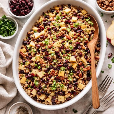 Image of Wild and Brown Rice Dressing with Apples Pecans and Cranberries