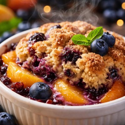 Image of Wild Blueberry Muffin Peach Cobbler