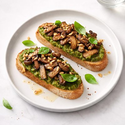 Image of Wild Mushroom and Basil Pesto Bruschetta