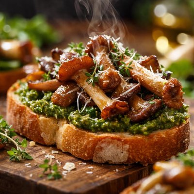 Image of Wild Mushroom and Pesto Crostini