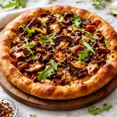 Image of Wild Mushroom Pizza with Caramelized Onions Sun Dried Tomato