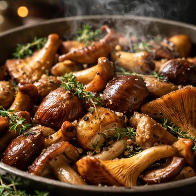 Image of Wild Mushrooms with Chestnuts and Thyme