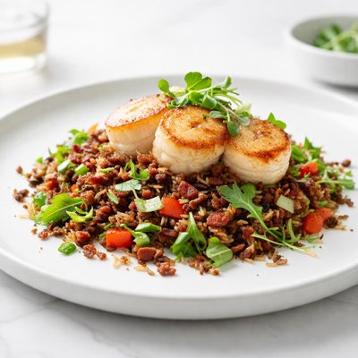 Image of Wild Rice and Bacon Salad with Scallops