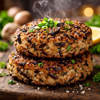 Image of Wild Rice and Mushroom Fried Cakes