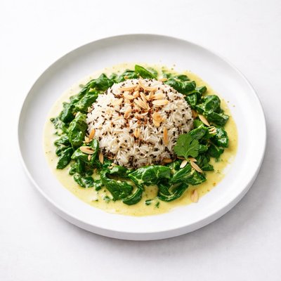 Image of Wild Rice with Mild Curried Spinach