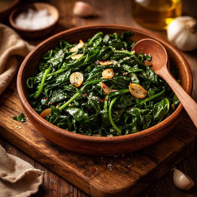 Image of Wilted Garlic Spinach